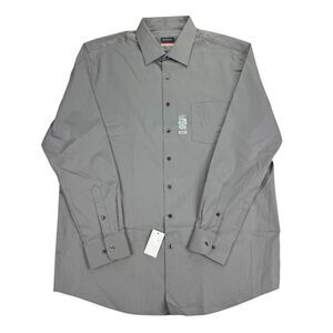 Van Heusen Mens Tall Fit Stain Shield Stretch Dress Shirt Gray 17.5 35/36